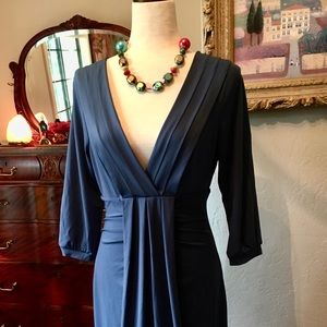 BCBGmaxazaria Elegant V Neck Drape Dress